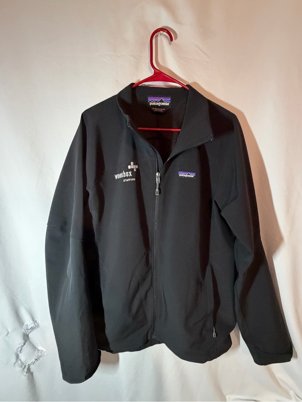Patagonia Women’s XL Black Softshell Full Zip Jacket Workbox Staffing Logo